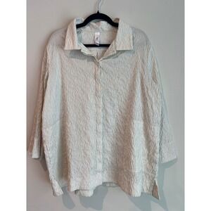 MARLA WYNNE Textured Crinkle Tunic Shirt Top Plus Size 1X Cream Lightweight